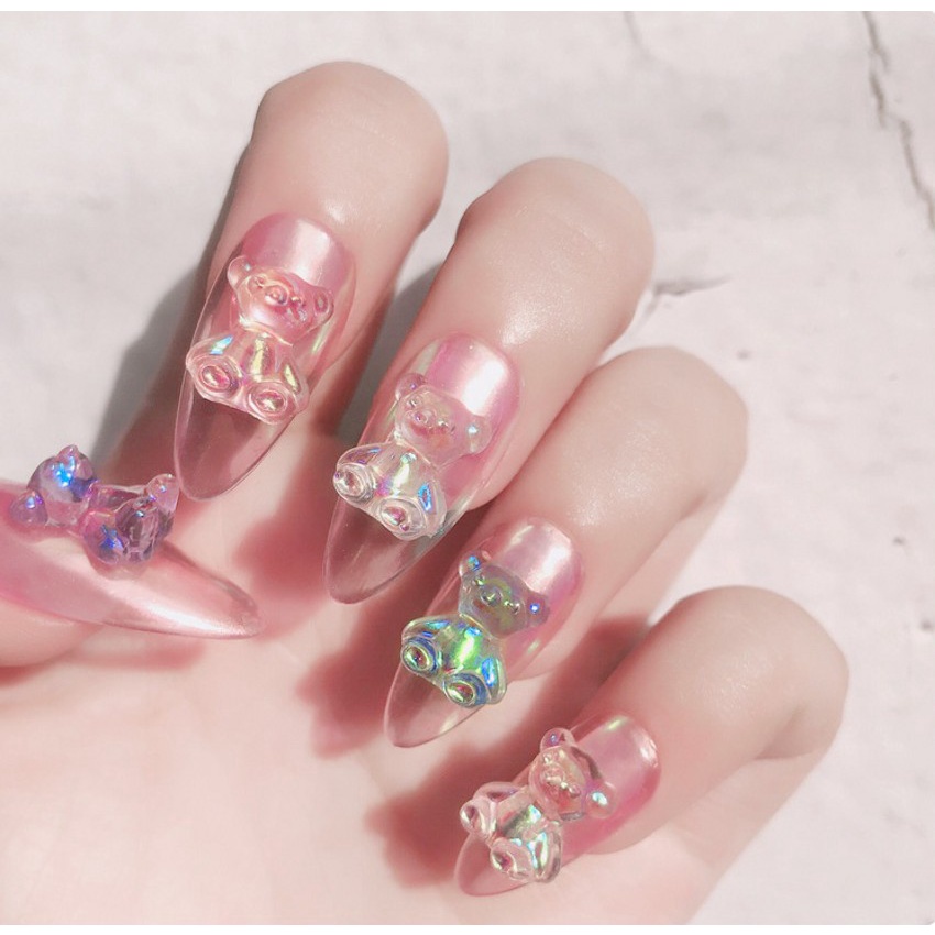 Ornamen Beruang 3D Bahan Resin Untuk Dekorasi Nail Art