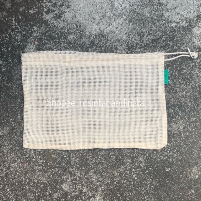 Cotton Mesh Pouch / Tas Serut Jala / Tas Katun Serut / Tas Jala Buah / Groceries Mesh Bag