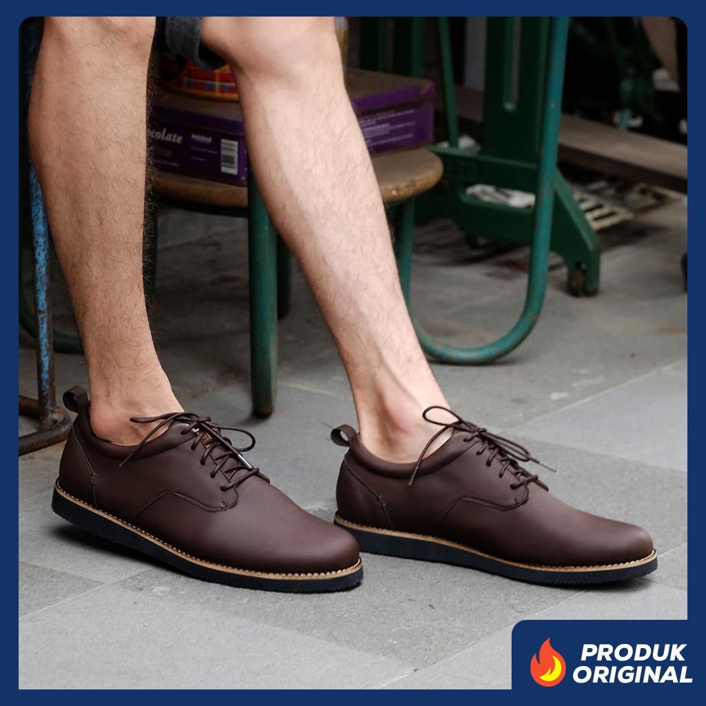 ALASKA DARKBROWN ORIGINAL x FOOTSTEP Sepatu Semi Formal Coklat Tali Pria Pantofel Kerja Kantor Dinas Resmi Guru Kantoran Pesta Kondangan Kuliah Modern Casual Derby Oxford Semi Kulit Premium Footwear Big Size Jumbo Ukuran Besar 44 Keren Terbaru Kekinian