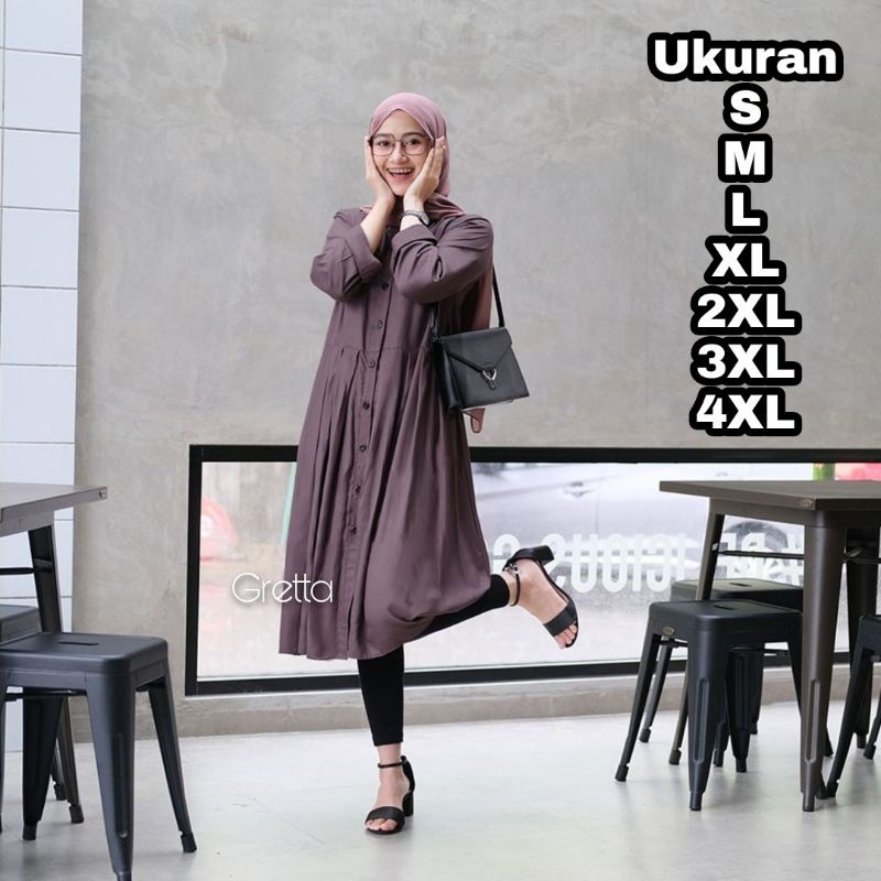 Premium Series GRETTA Tunik Jumbo Ukuran S M L XL XXL XXXL 4L 5L 2XL 3XL 4XL 5XL Fashion Muslim Baju Big Size