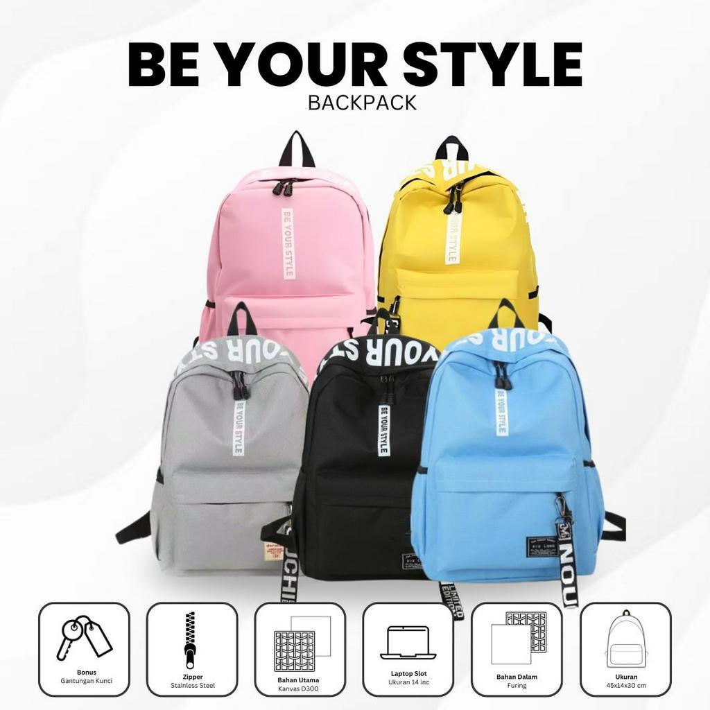 Gratis Gantungan Tas Ransel Backpack Fashion Korea Be your Stile Besar Sekolah SD SMP SMA