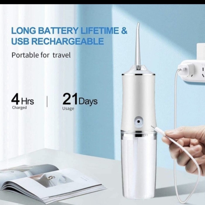 360° Water Dental Floss USB Flushing Gigi Portable Oral Irrigator Pembersih Gigi Lidah Semprotan Kotoran