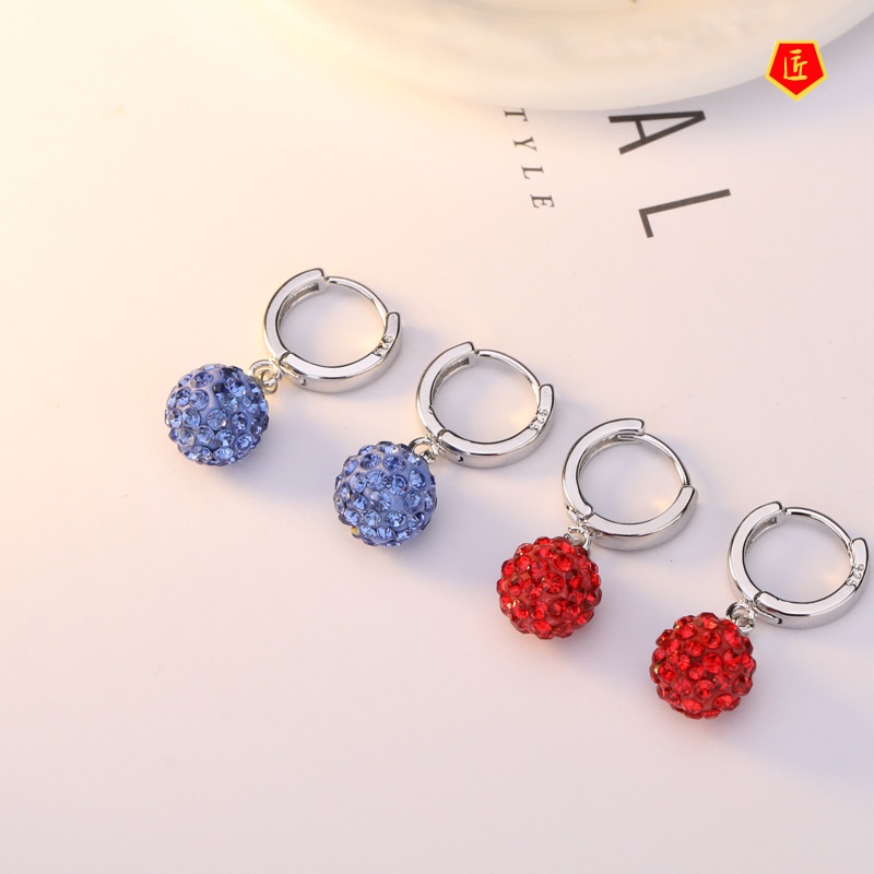 [Ready Stock]Women's Sweet Fashion Short Full Diamond Earrings