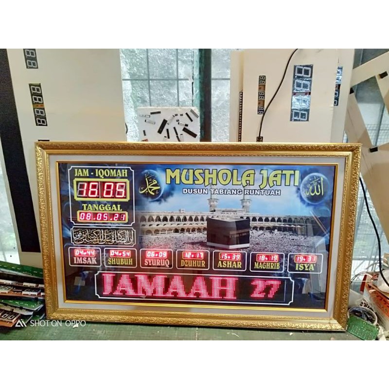 Jam Masjid Digital Waktu Sholat Running Teks CUSTOM NAMA 60 x 100 cm