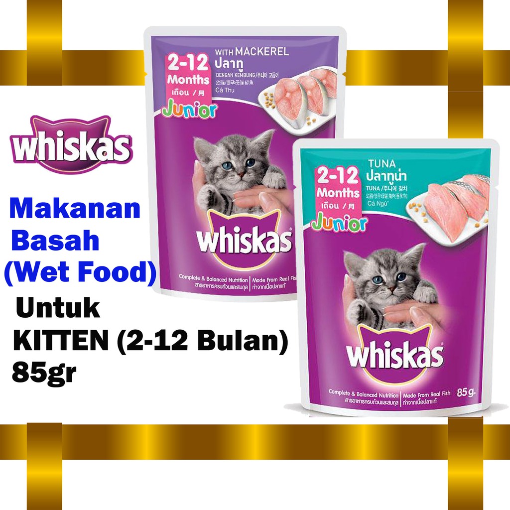 WHISKAS MAKANAN KUCING BASAH KITTEN WET FOOD JUNIOR POUCH 85 gr SASET 85gr  KEMASAN CAT FOOD