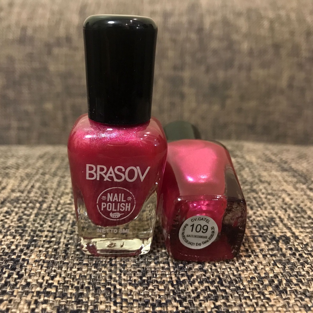 Kutek Brasov Pink Halal Murah 8ml No 109 | Cat Kuku Nail Polish 8ml BPOM