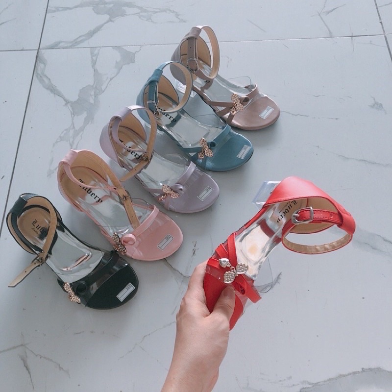 NEW Sandal pesta anak cewek Lubery hak kaca tumit tahu heels ank perempuan wiken platform