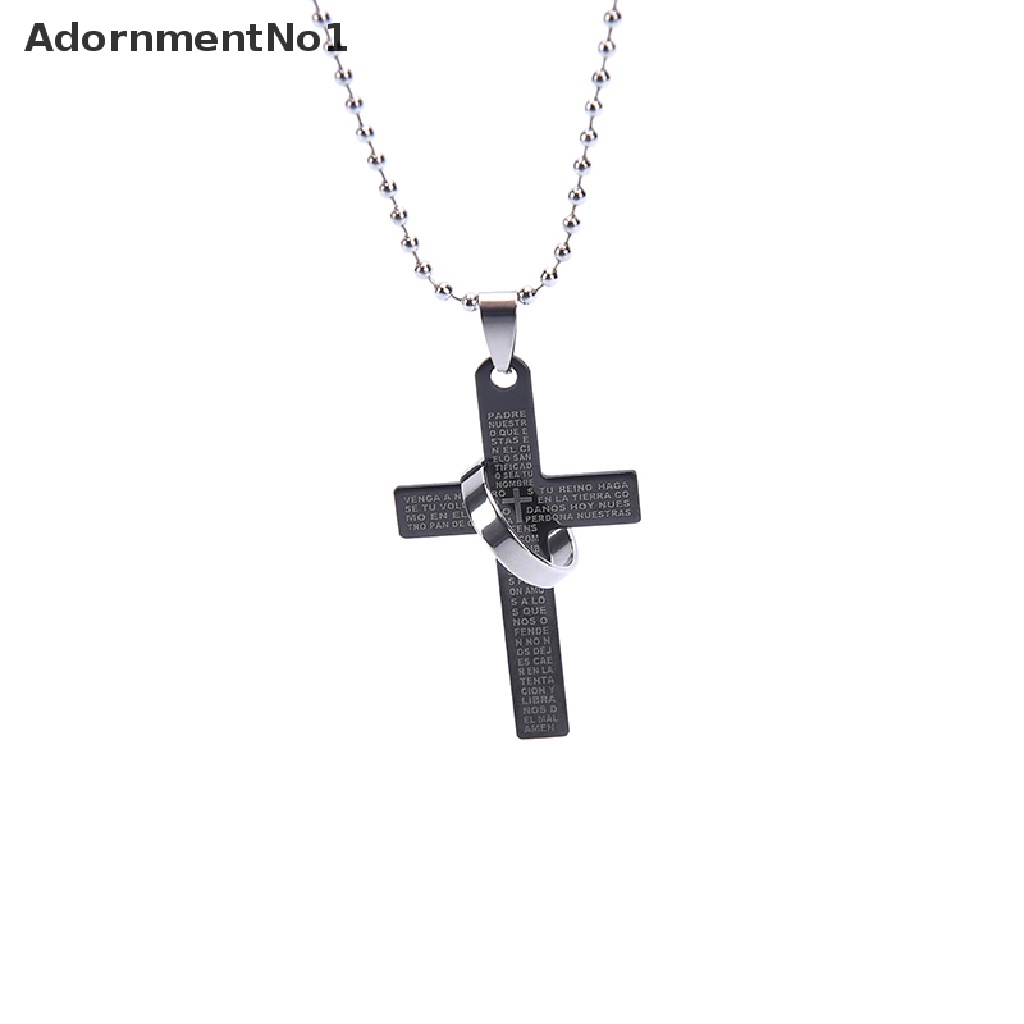 (AdornmentNo1) Kalung Rantai Dengan Liontin Salib Yesus Bahan Alloy Untuk Pasangan / Pria / Wanita