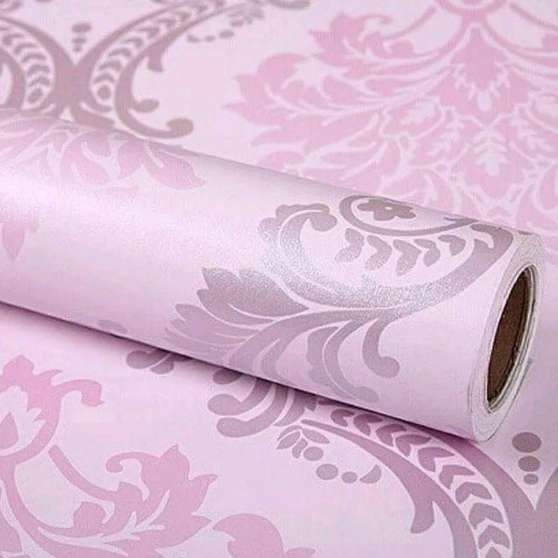 Wallpaper Sticker Dinding Motif Batik Pink 9sd10mx45cm