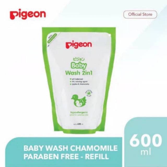 PIGEON Hair And Body Wash Chamomile 2in1 2 in 1 / Sabun Shampoo Mandi Anak Bayi 600ml 600 ml