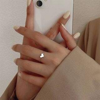 2pcs / Set Cincin Jari Bentuk Hati Gaya Korea Untuk Wanita