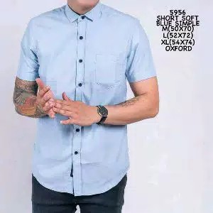 Kemeja Pria Lengan Pendek Cowok Premium Distro Warna Biru Bca Polos Biru Tua Cerah Baju Pria Kasual