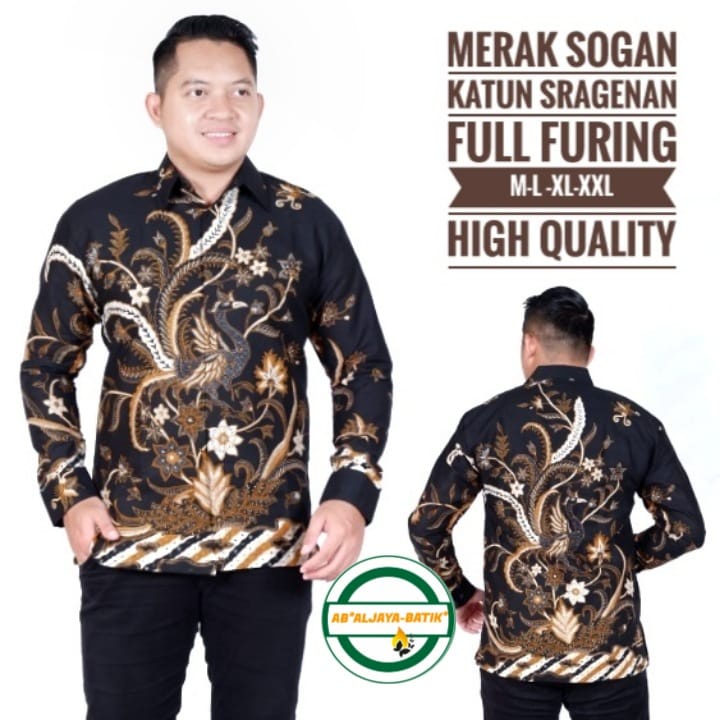 MERAK SOGAN  Kemeja Batik Pria Lapis Furing PREMIUM Lengan Panjang Batik Solo Asli