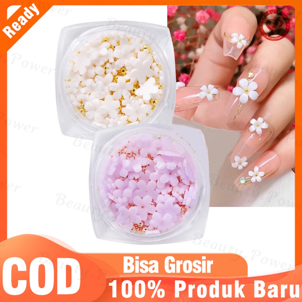 Nail Art Flower 3D Redin Hiasan Bunga Wedding Nail Mix Sized 3D Flower Hiasan Kuku