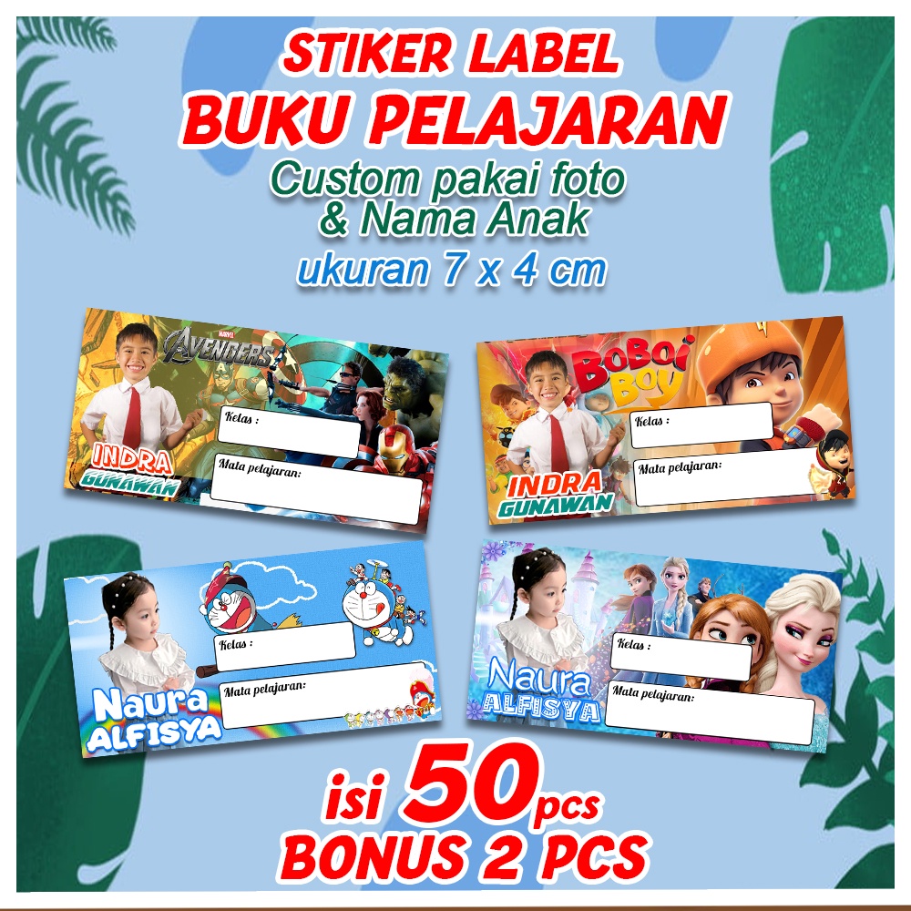 

50 PCS STICKER LABEL BUKU PELAJARAN bonus 2pcs