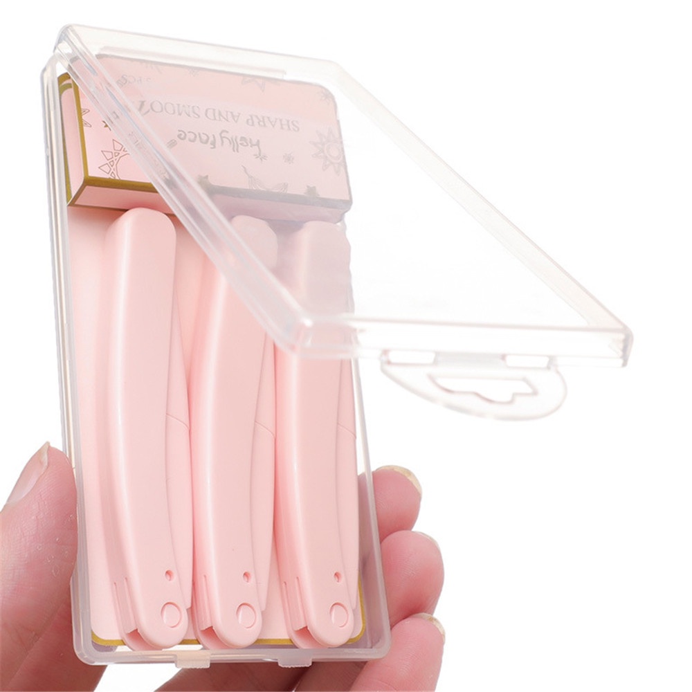 3 PCS/kotak Aman Lipat Pink Alis Scraper Alat Kecantikan