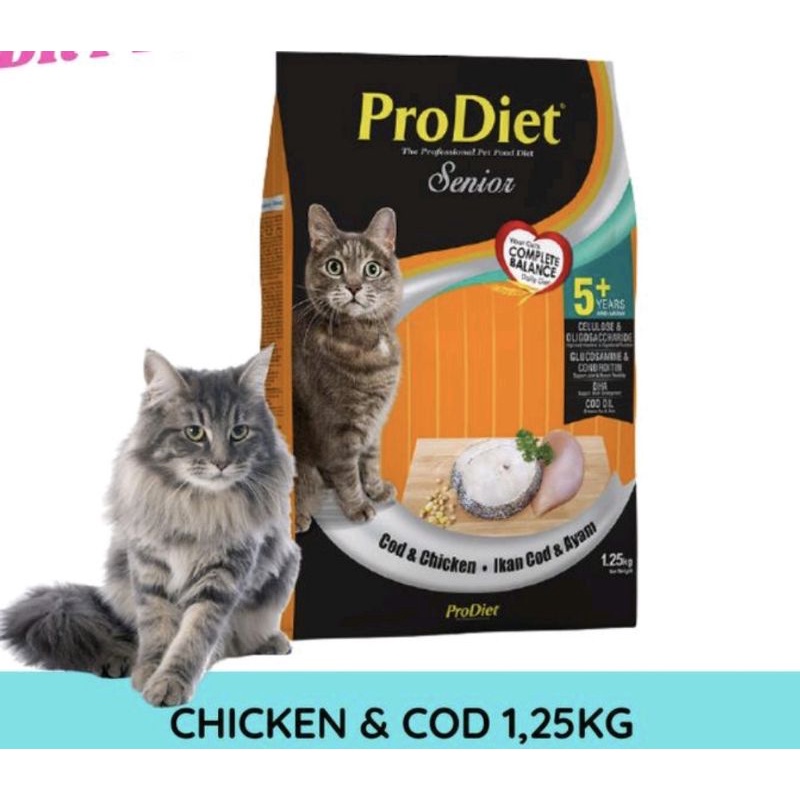 ProDiet Cod&Chicken Makanan Kucing kering Senior 1,25kg