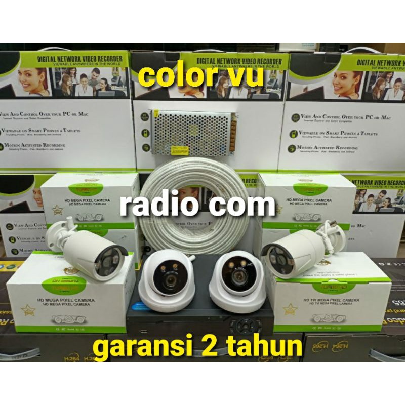 paket cctv color vu 4 channel 4 camera 5mp 1080p turbo hd ir sony exmor siang malam tetap berwarna