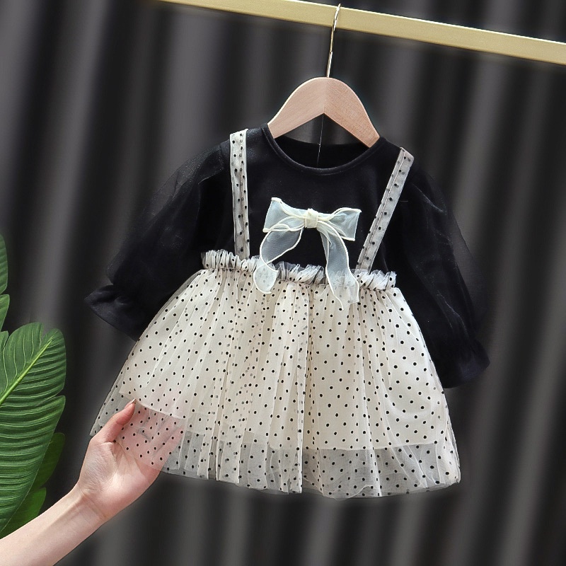 DR88-Dress Anak Bayi Perempuan Polka Ribbon-1