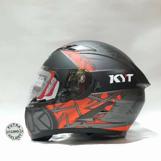 HELM KYT FALCON 2 SPIKE GUNMETAL DOF RED FLUO