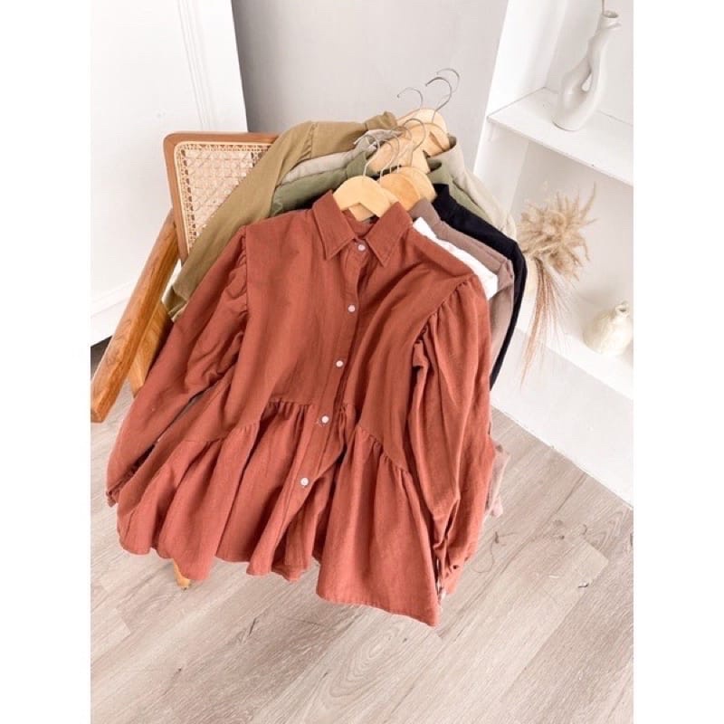 (DBY) KEMEJA GERLYNA OVERSIZE REMPEL ATASAN BLOUSE DAILY SHIRT OVERSIZE JUMBO