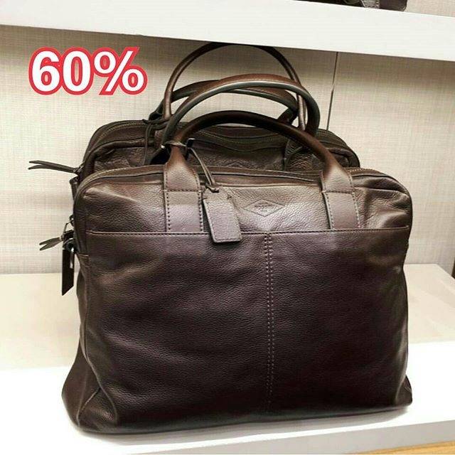 Fossil wyatt workbag darkbrown discount 60%