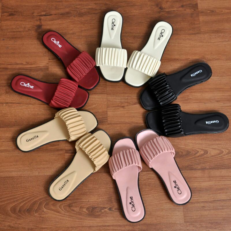 SANDAL WANITA //  SANDAL SLOP KERUT // SANDAL KEKINIAN/SANDAL  TEPLEK KERUT