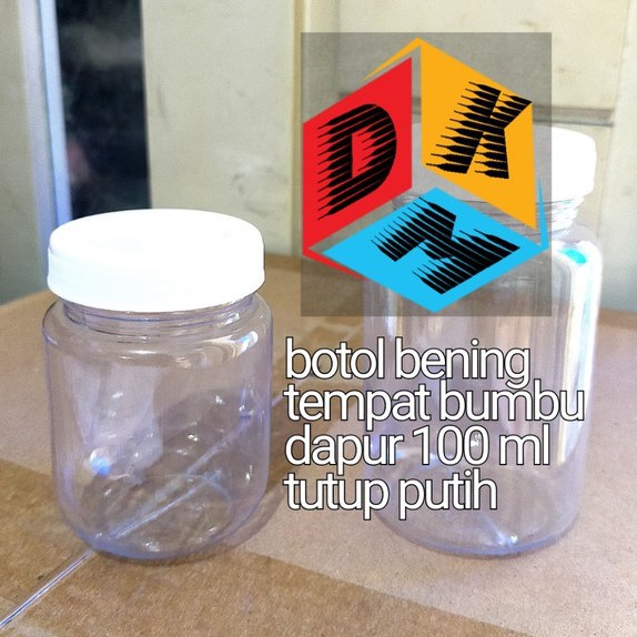 

Toples bening 100 ml tempat bumbu dapur tutup putih
