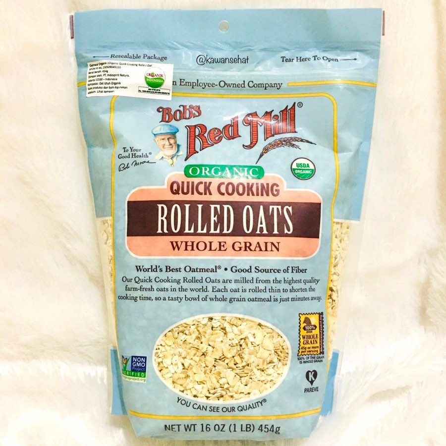 

Bob's Red Mill Organic Quick Cooking Rolled Oats Whole Grain 454g