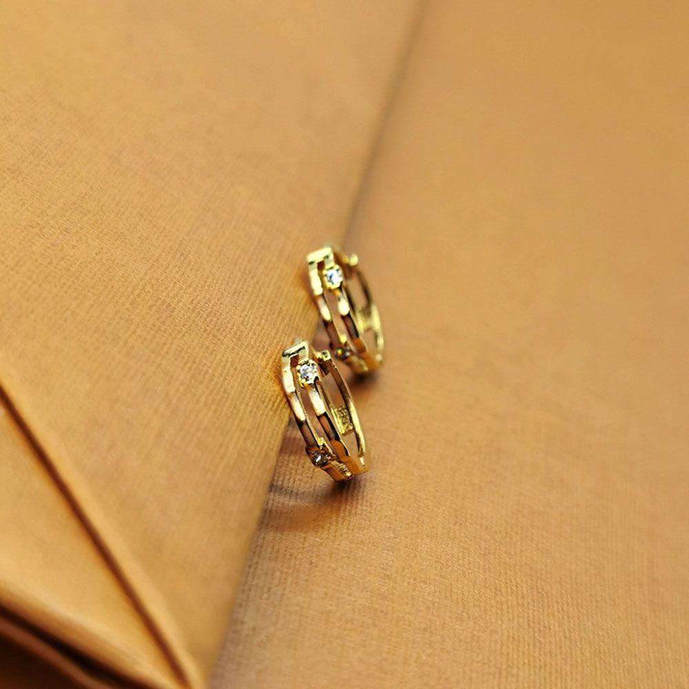 TOP Hoop Earrings Simple Hypoallergenic Gold Plated Cubic Zirconia