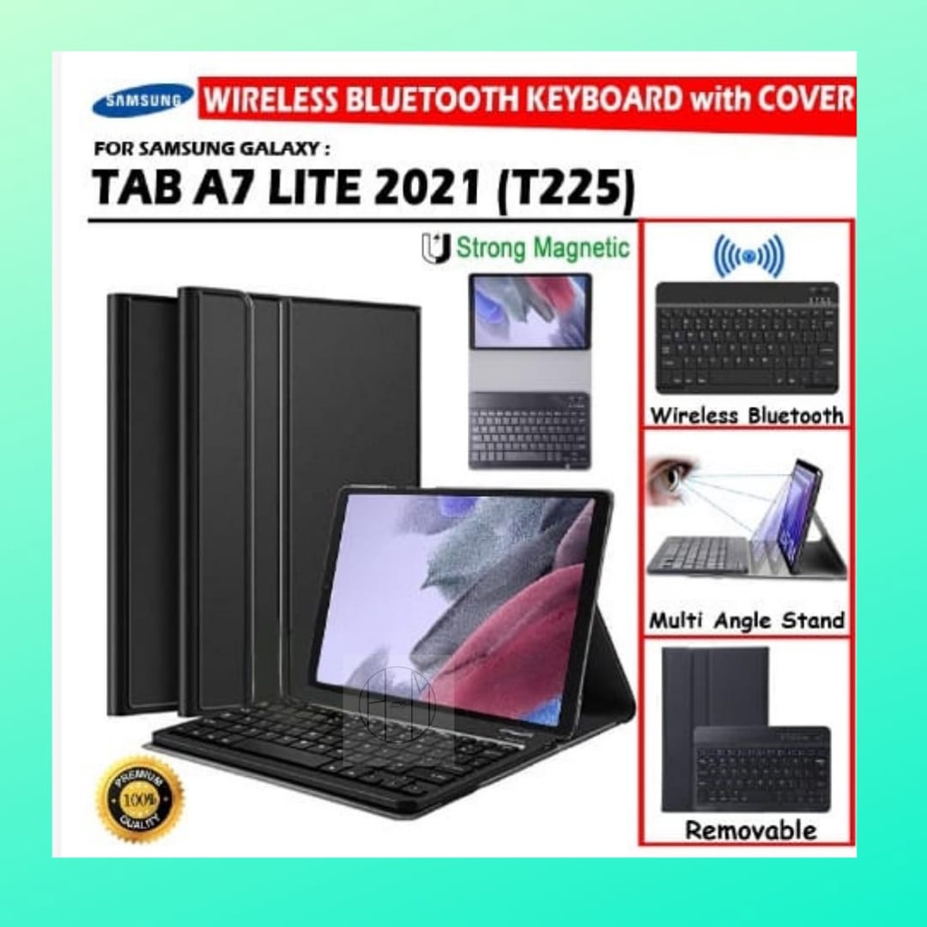 Samsung Galaxy Tab A7 Lite 8.7 2020 T225 Wireless Bluetooth Keybord Keyboard Flip Case Casing Cover