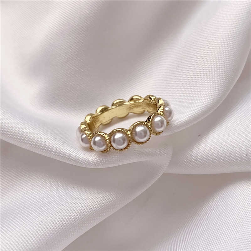 Cincin Mutiara Bahan Alloy Gaya Korea Untuk Wanita