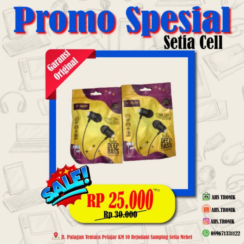 ORIGINAL EARPHONE WIRED VEP1.16 VGEN MURAH