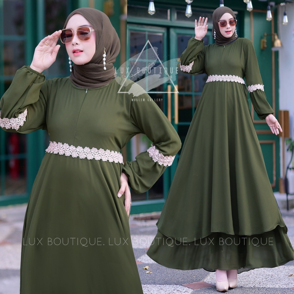 gamis malasya  syarii ceruty renda terbaru