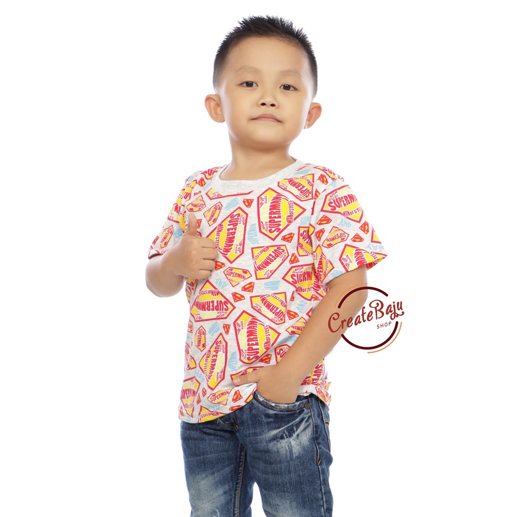 KAOS ANAK LAKI SUPERMAN LOGO ACAK 1-7 TAHUN BAJU ATASAN ANAK LAKI FASHION TERMURAH BAHAN KATUN