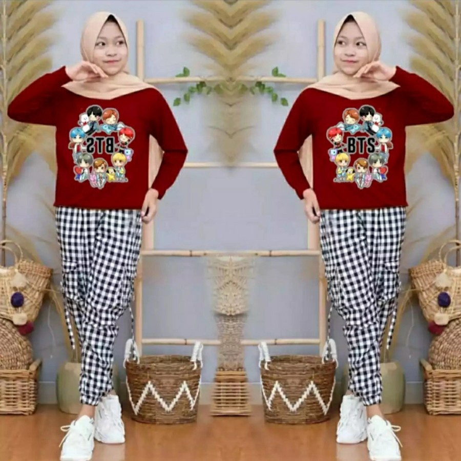 SETELAN ANAK ANAK PEREMPUAN BTS KID TANGGUNG TERBARU BAJU FASHION ANAK PEREMPUAN USIA UMUR 8 9 10 TA