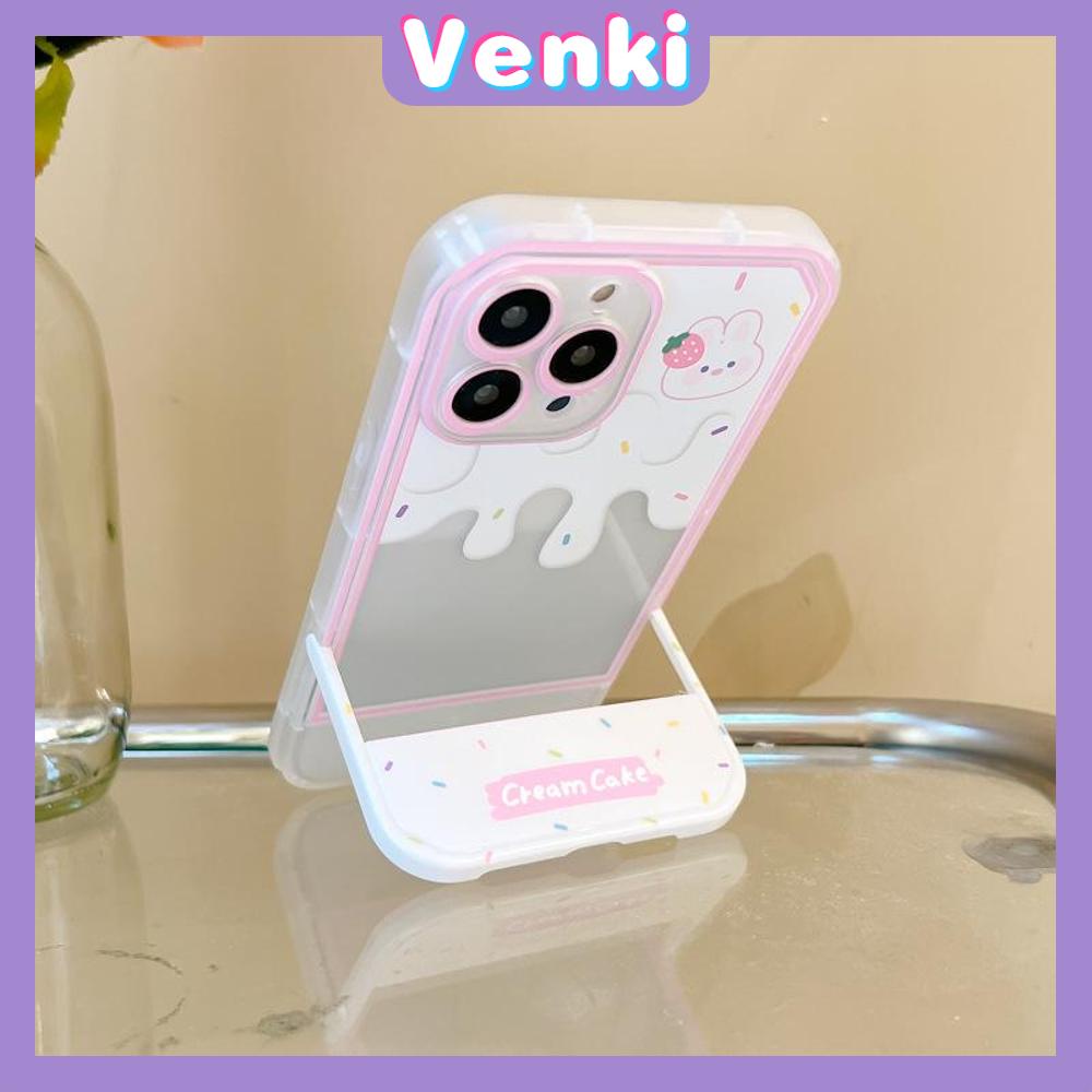 iPhone Case Acrylic Invisible Folding Stand Silicone Soft Case Airbag Shockproof Cover Camera Cream Bunny Cute Compatible For iPhone 11 Pro Max 13 Pro Max 12 Pro Max 7Plus xr XS