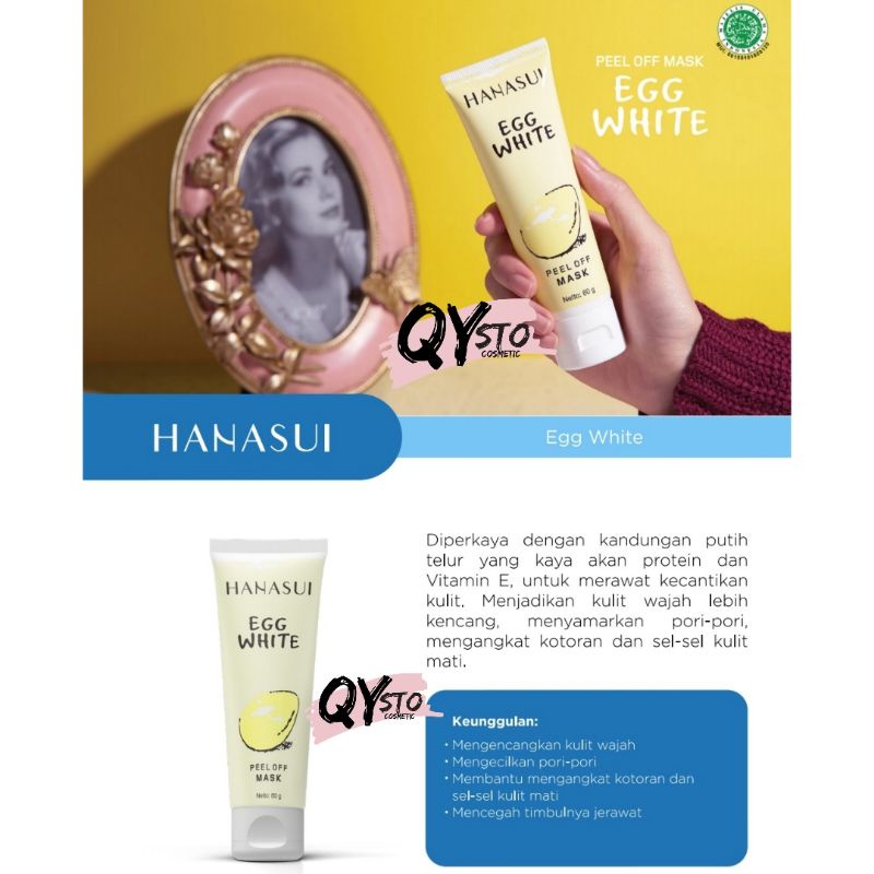 [COD] Qysto hanasui masker egg white 80g hanasui egg white masker hanasui bpom