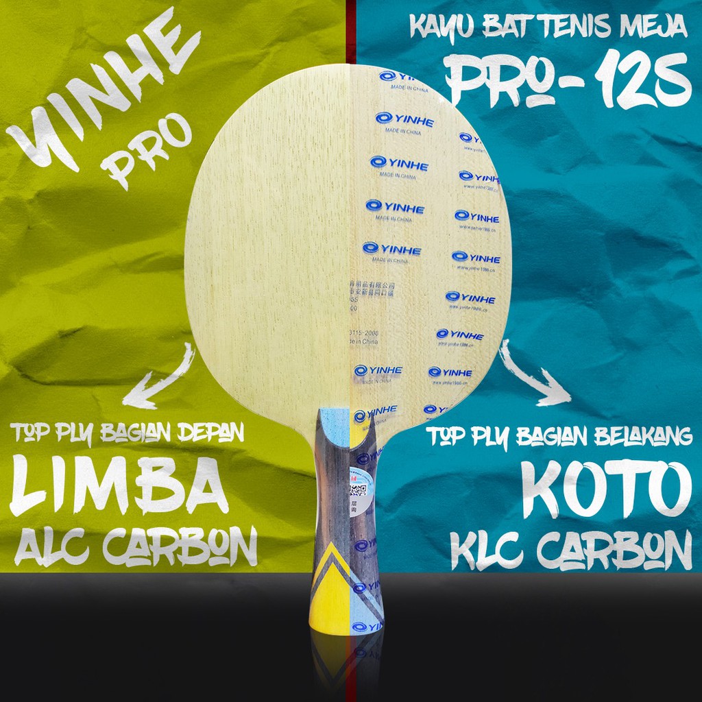 Kayu Bat Tenis Meja Pingpong Yinhe Pro 12S Limba ALC Koto KLC Carbon