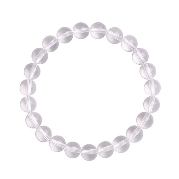 Gemstone Clear Quartz Beaded 8Mm Bracelet Chakra Reiki Healing Stretch Bracelet