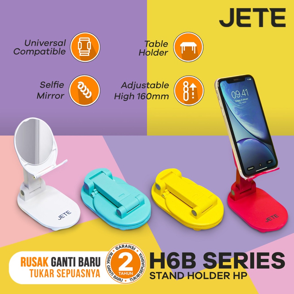 Holder Hp Meja - Stand Holder Lipat JETE H6B - Stand Hp | Tatakan Hp Original Garansi 2 Tahun