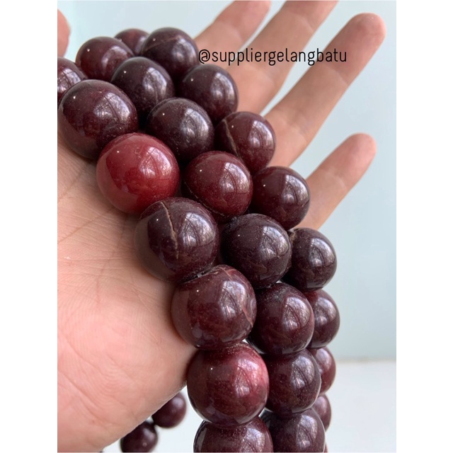 MAROON TIGER EYE 20mm batu natural merah premium akik besar 2cm merah