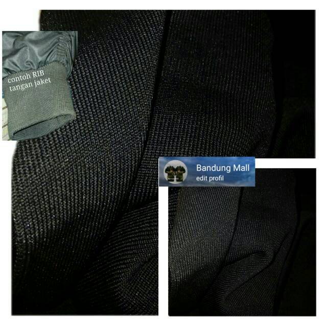 Kain RIB jaket warna hitam Per 50 cm
