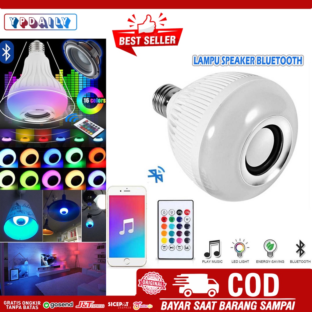 Lampu Bohlam LED RGB dengan Bluetooth Speaker - Speaker Lampu Kamar Warna-Warni Keren