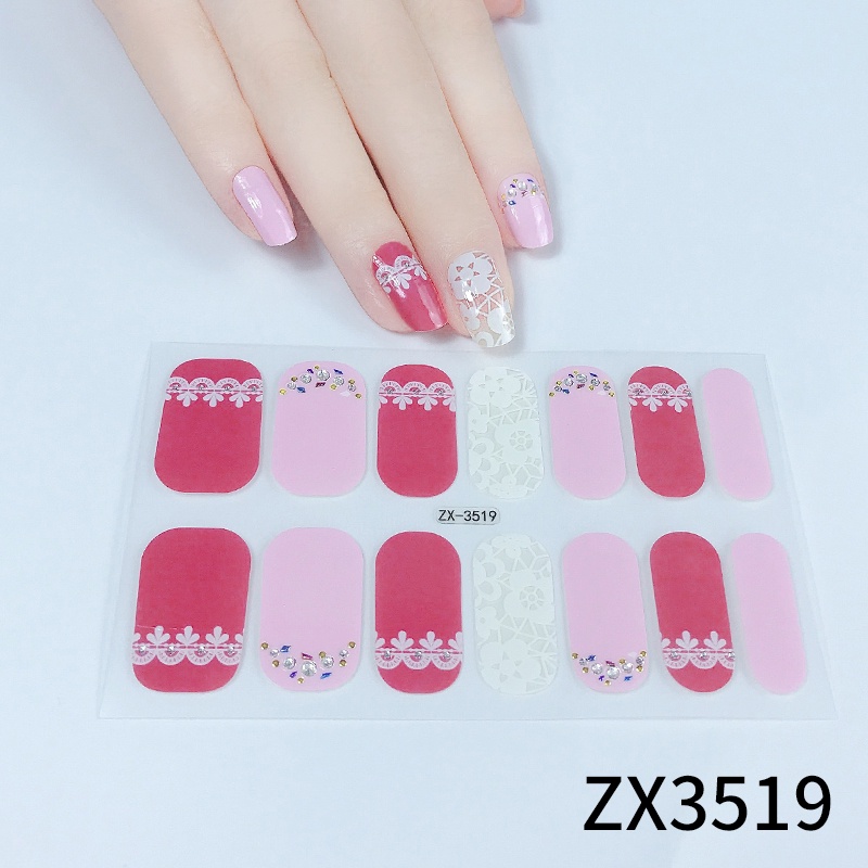 Stiker Kuku 3d Motif Berlian / Mutiara Warna Gradasi Tahan Air Untuk Nail Art / Manicure DIY