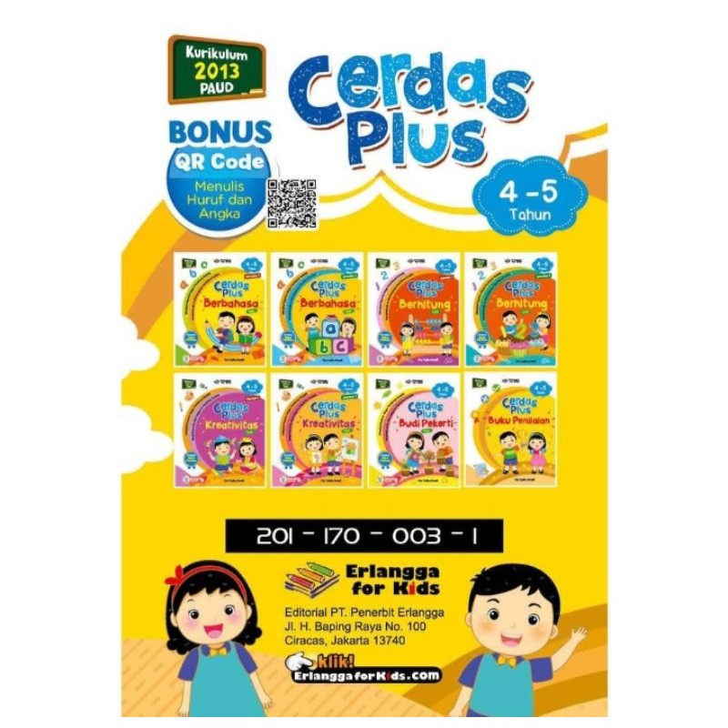 ORI buku paket cerdas plus usia 4 Sampe 5 tahun penerbit Erlangga for kids