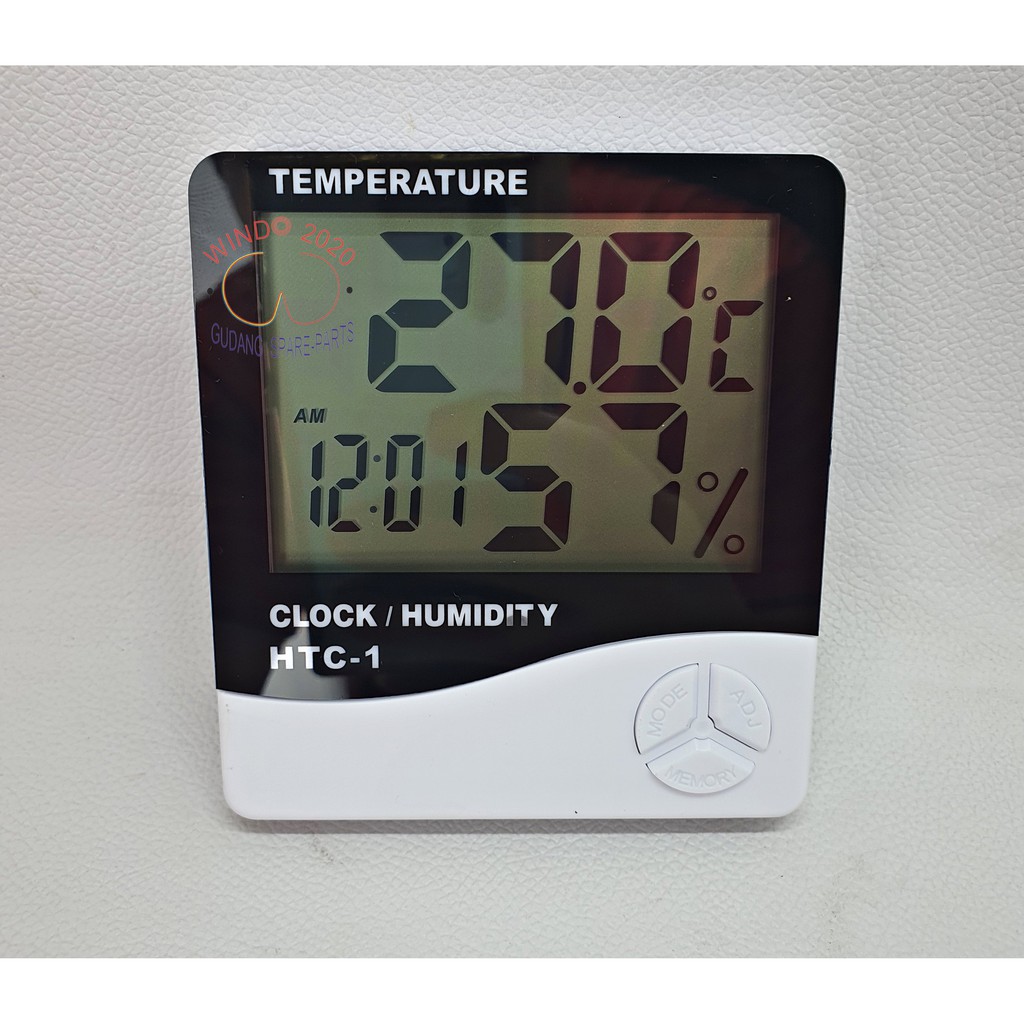 ALAT UKUR SUHU &amp; JAM DIGITAL | PENGUKUR TEMPERATURE RUANGAN | THERMOMETER HYGROMETER CLOCK HTC-1