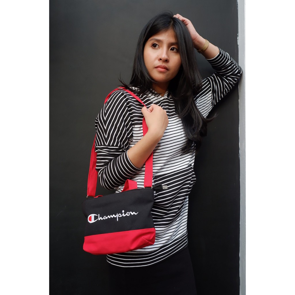 Kanvas Champion Mini Slingbag Woman - Tas Selempang Wanita Import bag selebgram canvas