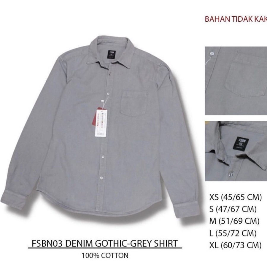 Kemeja Pria Murah FSBN03 Denim Shirt Gothic Grey