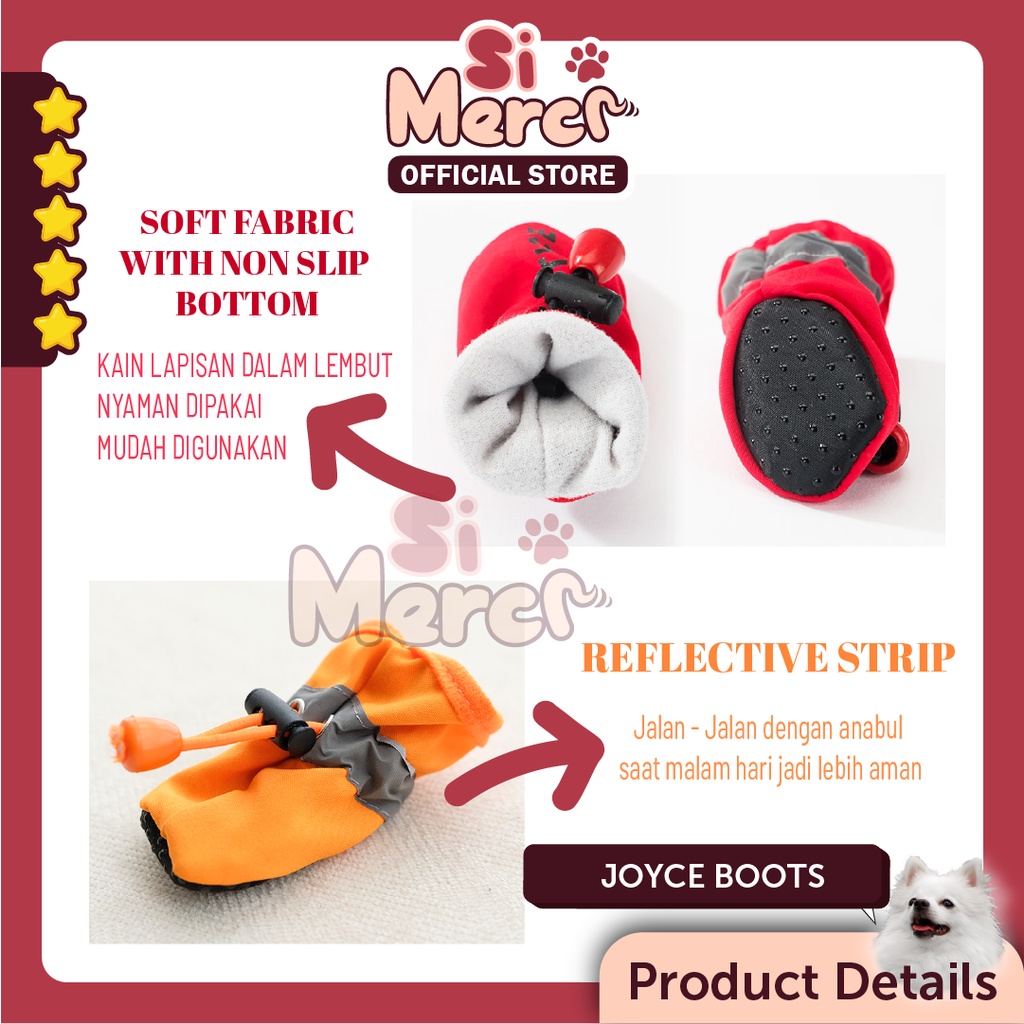 Sepatu Serut Anjing /Joyce Boots / Premium Sepatu Boots Anjing Kucing 4pcs Anti Air / Sepatu Anjing / Sepatu Anjing Kecil / Sepatu Kucing